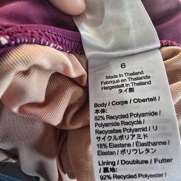 J. Crew One Piece Swimsuit Ruched Tummy Control V Neck Plum Tie Dye Size 6 - Picture 4 of 5